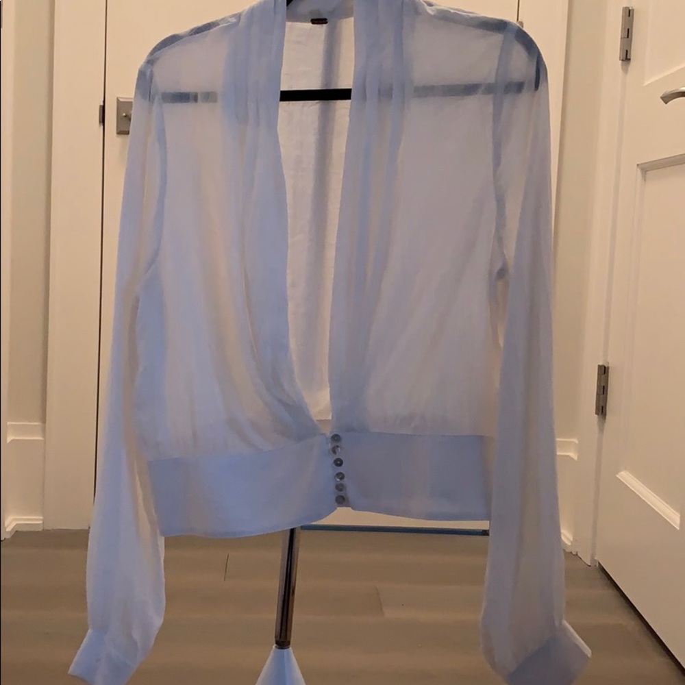 Free People White Linen Open Front Top